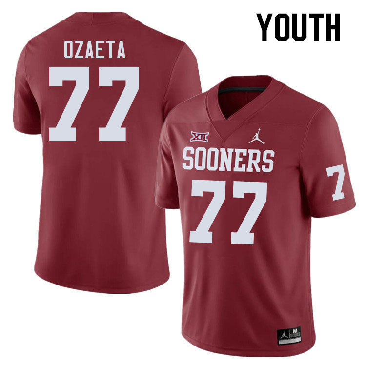 Youth #77 Heath Ozaeta Oklahoma Sooners College Football Jerseys Stitched Sale-Crimson